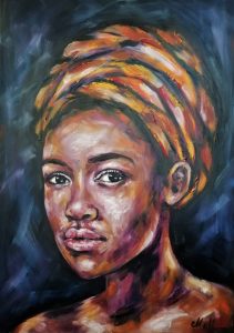 Afro lepota - originalna oljna slika