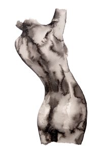 akvarelni umetniški akt - črno beli akvarel