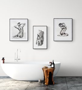 umetniške slike v spalnici