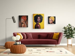 dnevna soba in umetniške slike