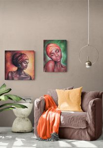 afriški portreti na steni v prostoru